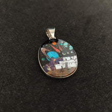 Celestial Symphony Sterling Silver Pendant - Turquoise, Mother of Pearl, Lab Opal - 1.125 x 1 inch, 12g