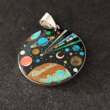 Sterling Silver Galaxy Pendant Inlay with Turquoise, Lab Opal, and Mother of Pearl Shell - 35mm