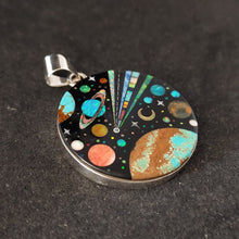 Sterling Silver Galaxy Pendant Inlay with Turquoise, Lab Opal, and Mother of Pearl Shell - 35mm