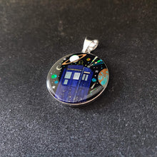 Travel Through Time and Space with Our TARDIS Inlay Sterling Silver Pendant - Featuring Lazuli Lapis, Turquoise, Mother of Pearl, and Lab Opal