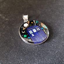 Travel Through Time and Space with Our TARDIS Inlay Sterling Silver Pendant - Featuring Lazuli Lapis, Turquoise, Mother of Pearl, and Lab Opal