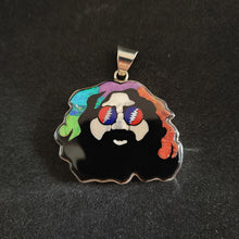 Grateful Dead Jerry Garcia Silhouette Inlay Pendant with Lab Opal, Antler, Resin, Coral and Lapis Lazuli