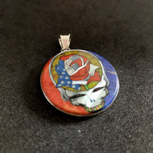 Grateful Dead-Inspired Sterling Silver Inlay Pendant with Lapis Lazuli, Coral, Mother of Pearl, and Lab Opal