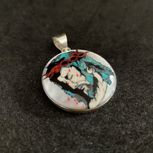 Stunning Christ Face Inlay with Thorns - Turquoise, Antler, Coral, and Mother of Pearl Shell in Sterling Silver Casing - 12g, 1 1/4 inch Diameter