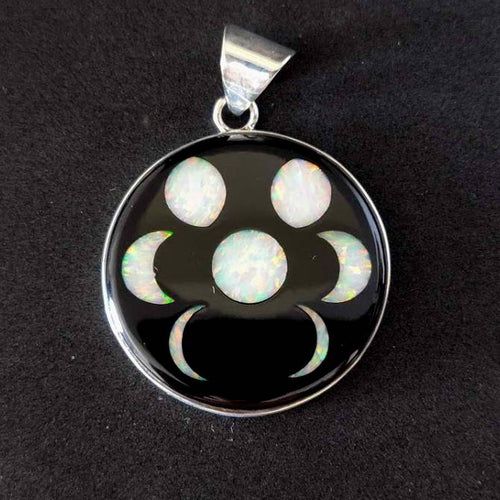 Sterling Silver Space Inlay Cowboy Pendant | Lab Opal, Coral, Resin, Mother of Pearl | Celestial Jewelry