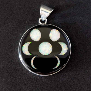 Sterling Silver Space Inlay Cowboy Pendant | Lab Opal, Coral, Resin, Mother of Pearl | Celestial Jewelry