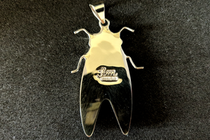 Sterling Silver Cicada Inlay Pendant with Lab Opal, Mother of Pearl, and Turquoise