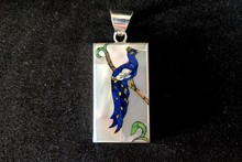 Peacock Mosaic Inlay Pendant in Sterling Silver with Lazuli Lapis, Jasper, Lab Opal, Turquoise and Mother of Pearl - 9g, 25x44mm (Excluding Bail)